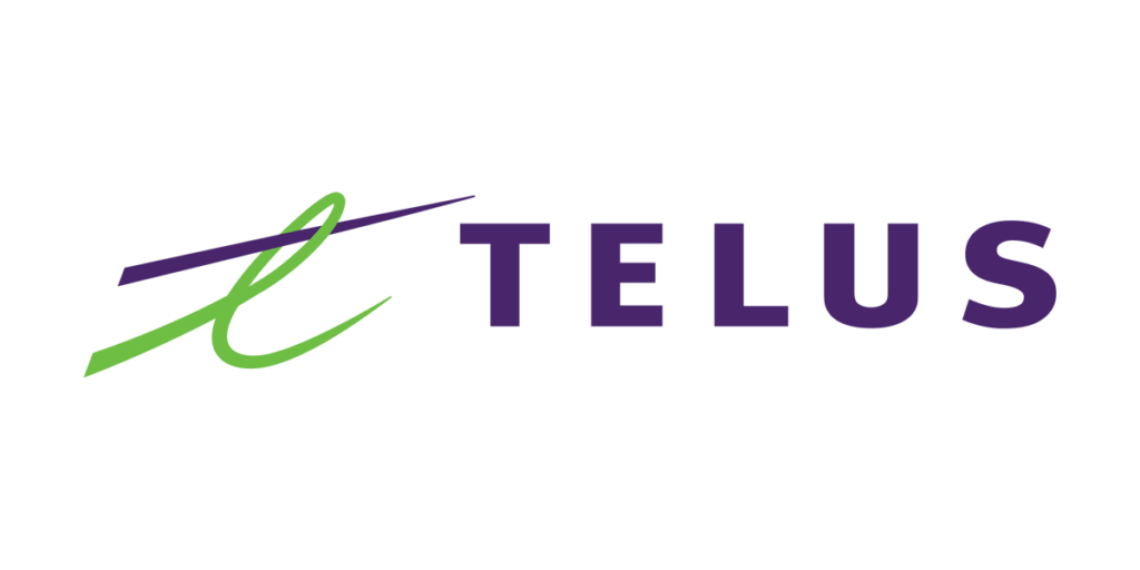 Purple and green TELUS logo.
