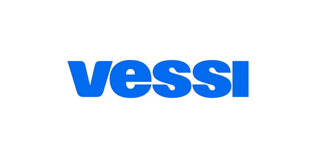Light blue vessi logo of just text.