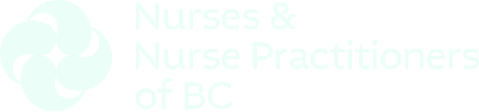 Nurses and Nurse Practitioners of B C logo in light green.