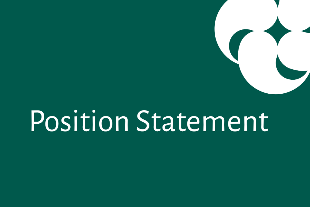 "Position Statement" text alongside the NNPBC brandmark in white against an emerald green background.